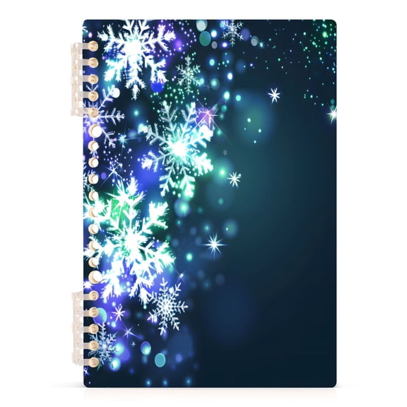 joogoo A5 Spiral Journal Notebook Glitter Christmas Snowflakes College Ruled Notebooks 8.3" x 5.7" 1 PC