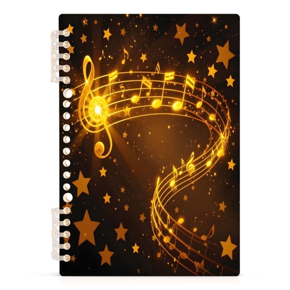 joogoo A5 Spiral Journal Notebook Glitter Musical Notes College Ruled Notebooks 8.3" x 5.7" 1 PC