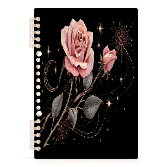 joogoo A5 Spiral Journal Notebook Glitter Roses Star College Ruled Notebooks 8.3" x 5.7" 1 PC