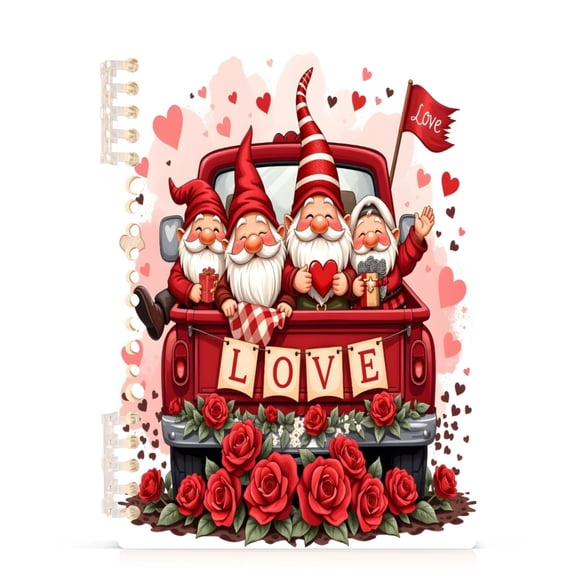 joogoo A5 Spiral Journal Notebook Gnomes Roses Flower College Ruled Notebooks 8.3" x 5.7" 1 PC