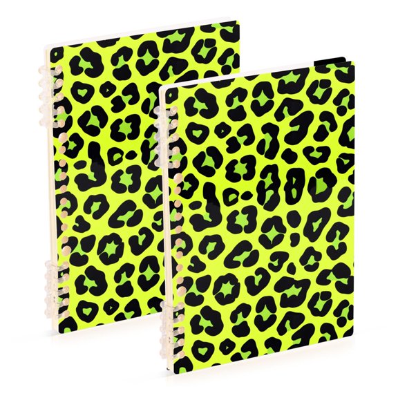 joogoo A5 Spiral Journal Notebook Green Leopard College Ruled Notebooks 8.3" x 5.7" 2 PCs