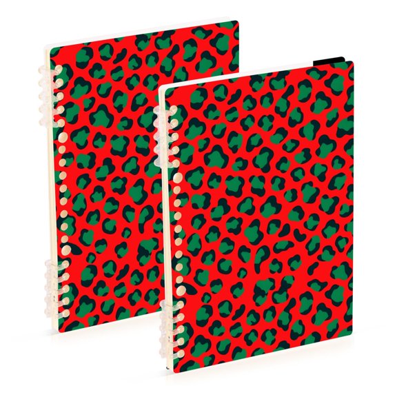joogoo A5 Spiral Journal Notebook Green Leopard Print College Ruled Notebooks 8.3" x 5.7" 2 PCs