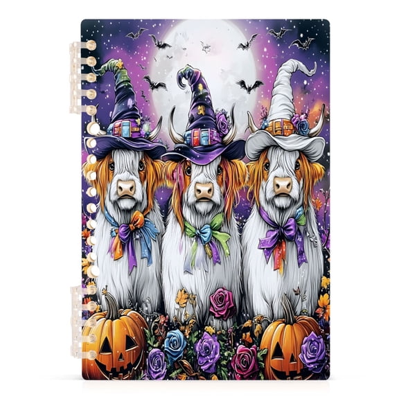 joogoo A5 Spiral Journal Notebook Halloween Highland Cattles College Ruled Notebooks 8.3" x 5.7" 1 PC