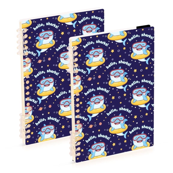 joogoo A5 Spiral Journal Notebook Happy Sharks College Ruled Notebooks 8.3" x 5.7" 2 PCs