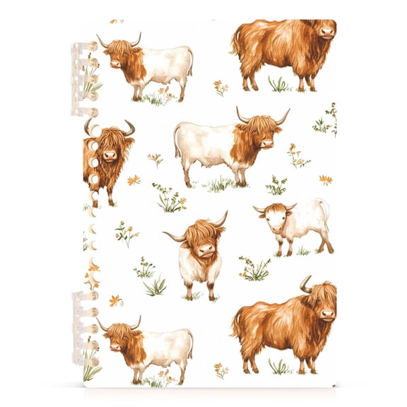 joogoo A5 Spiral Journal Notebook Highland Cattle Flower-w2 College Ruled Notebooks 8.3" x 5.7" 1 PC