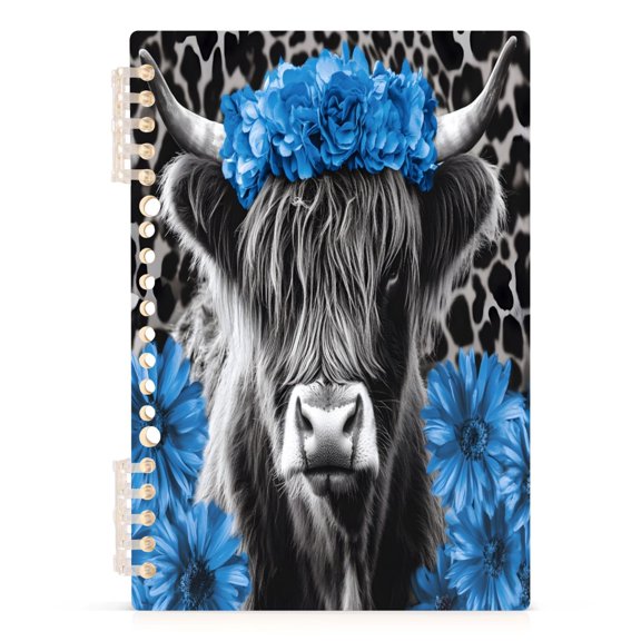 joogoo A5 Spiral Journal Notebook Highland Cattle Leopard College Ruled Notebooks 8.3" x 5.7" 1 PC