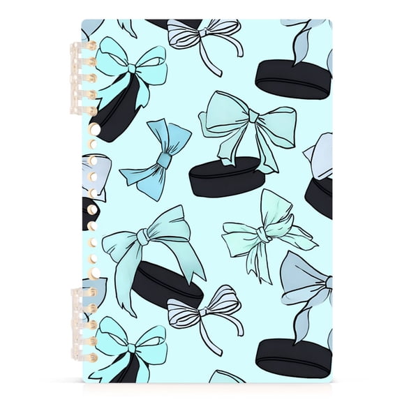 joogoo A5 Spiral Journal Notebook Hockey Pucks and Bows College Ruled Notebooks 8.3" x 5.7" 1 PC