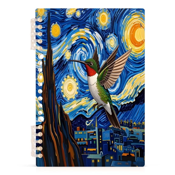 joogoo A5 Spiral Journal Notebook Hummingbird Oil Paint College Ruled Notebooks 8.3" x 5.7" 1 PC