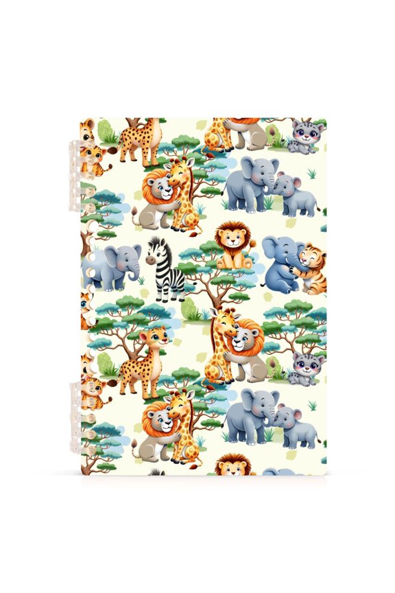 joogoo A5 Spiral Journal Notebook Jungle Animals Lions Elephants College Ruled Notebooks 8.3" x 5.7" 1 PC