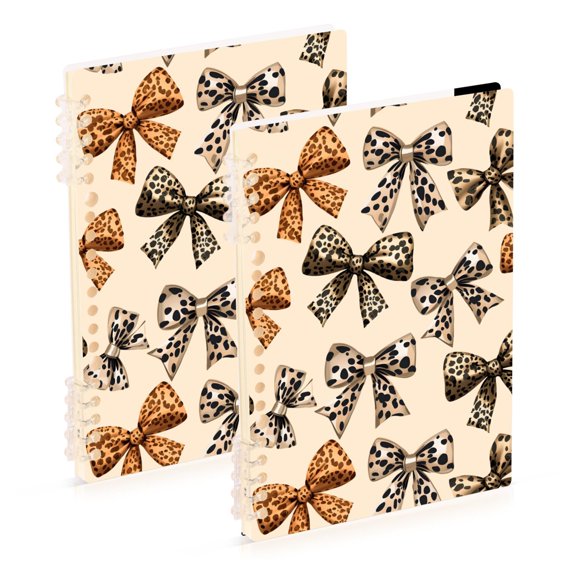 joogoo A5 Spiral Journal Notebook Leopard Bows College Ruled Notebooks 8.3" x 5.7" 2 PCs