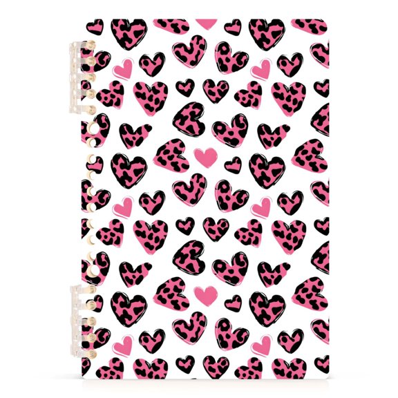joogoo A5 Spiral Journal Notebook Leopard Hearts College Ruled Notebooks 8.3" x 5.7" 1 PC