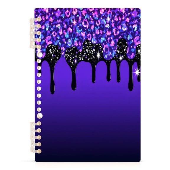 joogoo A5 Spiral Journal Notebook Leopard Purple Glitter College Ruled Notebooks 8.3" x 5.7" 1 PC