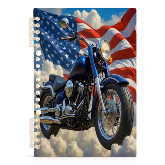 joogoo A5 Spiral Journal Notebook Motorcycle America Flag College Ruled Notebooks 8.3" x 5.7" 1 PC