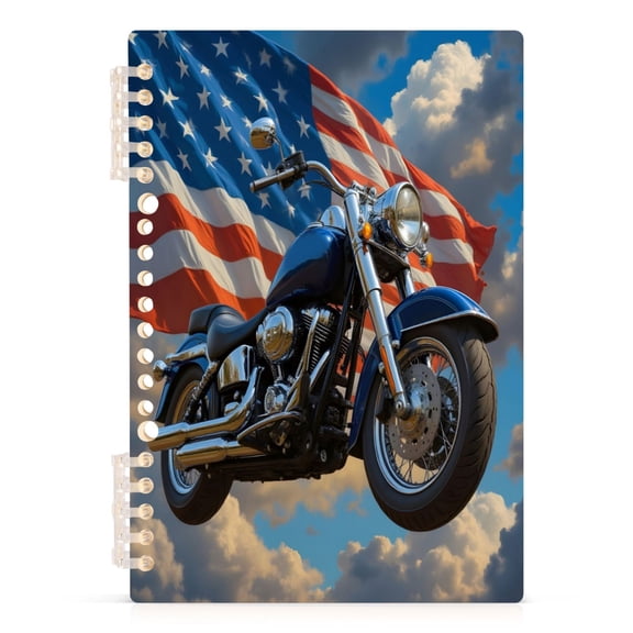 joogoo A5 Spiral Journal Notebook Motorcycle America Flag1 College Ruled Notebooks 8.3" x 5.7" 1 PC