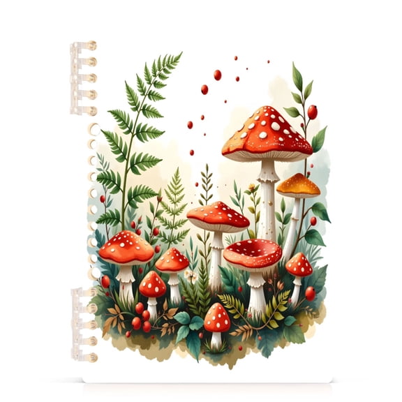 joogoo A5 Spiral Journal Notebook Mushrooms College Ruled Notebooks 8.3" x 5.7" 1 PC