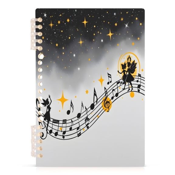 joogoo A5 Spiral Journal Notebook Musical Notes Stars College Ruled Notebooks 8.3" x 5.7" 1 PC
