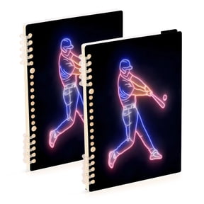 joogoo A5 Spiral Journal Notebook Neon Baseball Player College Ruled Notebooks 8.3" x 5.7" 2 PCs
