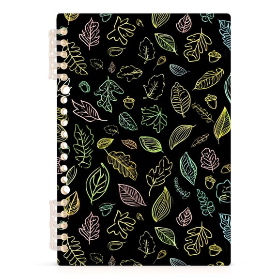 joogoo A5 Spiral Journal Notebook Neon Leaves College Ruled Notebooks 8.3" x 5.7" 1 PC