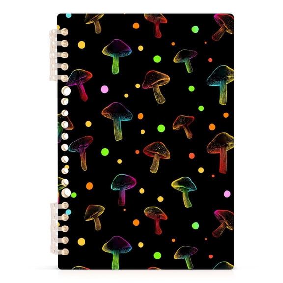 joogoo A5 Spiral Journal Notebook Neon Mushrooms College Ruled Notebooks 8.3" x 5.7" 1 PC
