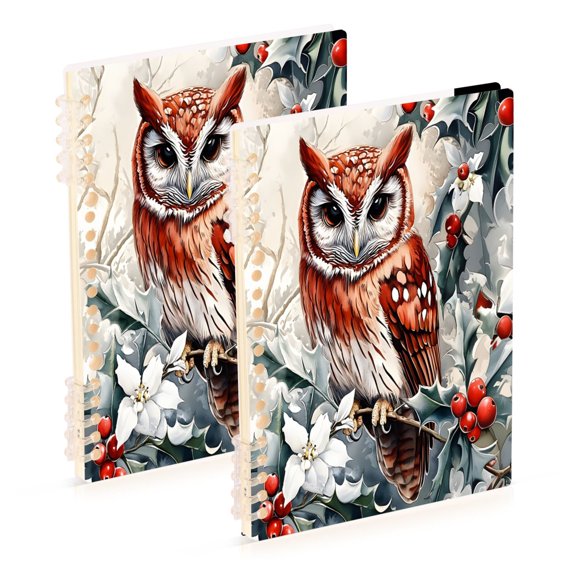 joogoo A5 Spiral Journal Notebook Owl Winter Berry College Ruled Notebooks 8.3" x 5.7" 2 PCs