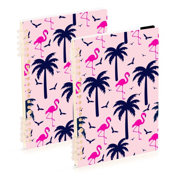 joogoo A5 Spiral Journal Notebook Palm Tree Flamingo College Ruled Notebooks 8.3" x 5.7" 2 PCs