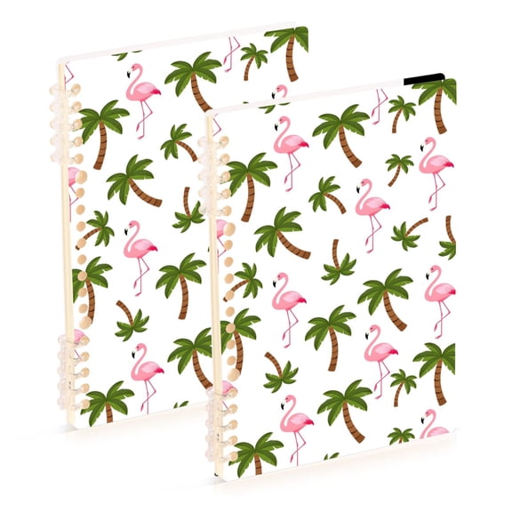joogoo A5 Spiral Journal Notebook Palm Trees Flamingo College Ruled Notebooks 8.3" x 5.7" 2 PCs