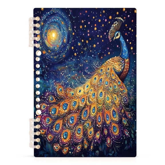 joogoo A5 Spiral Journal Notebook Peacock Oil Paint College Ruled Notebooks 8.3" x 5.7" 1 PC