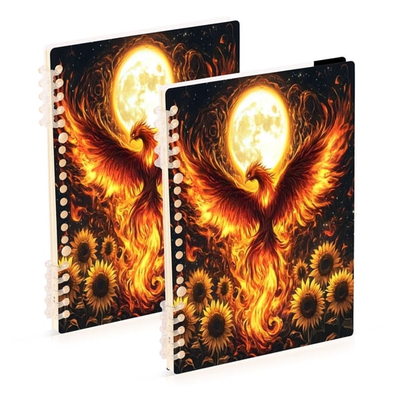 joogoo A5 Spiral Journal Notebook Phoenix Sunflower College Ruled Notebooks 8.3" x 5.7" 2 PCs