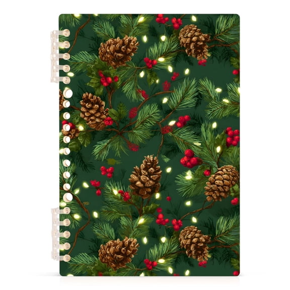 joogoo A5 Spiral Journal Notebook Pine Cone Leaves Christmas College Ruled Notebooks 8.3" x 5.7" 1 PC