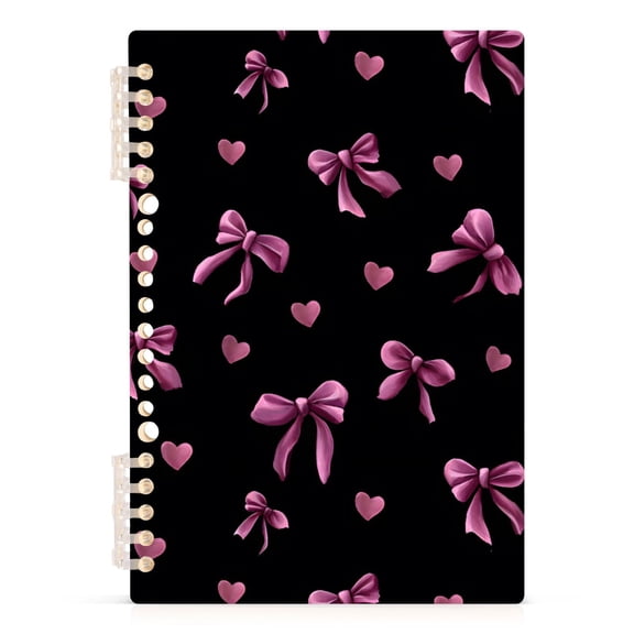 joogoo A5 Spiral Journal Notebook Pink Purple Bows College Ruled Notebooks 8.3" x 5.7" 1 PC
