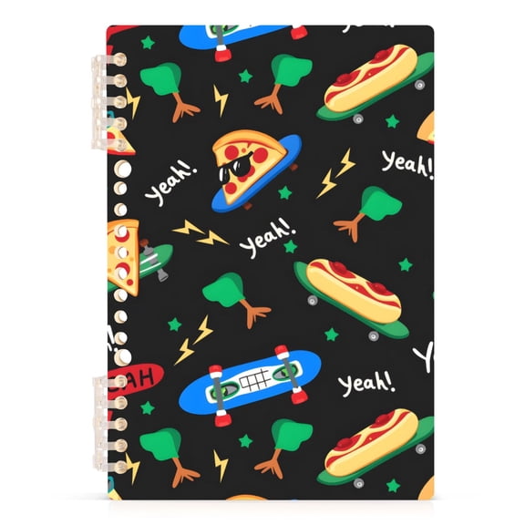 joogoo A5 Spiral Journal Notebook Pizza on Skateboard College Ruled Notebooks 8.3" x 5.7" 1 PC
