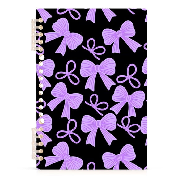 joogoo A5 Spiral Journal Notebook Purple Bows College Ruled Notebooks 8.3" x 5.7" 1 PC