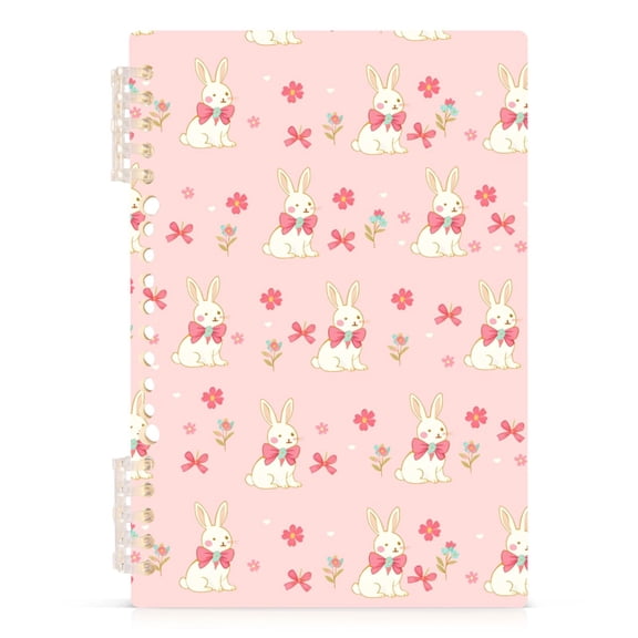 joogoo A5 Spiral Journal Notebook Rabbit Bows Flowers College Ruled Notebooks 8.3" x 5.7" 1 PC