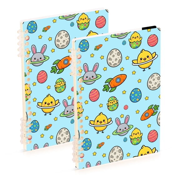 joogoo A5 Spiral Journal Notebook Rabbit Chicken Outer Space College Ruled Notebooks 8.3" x 5.7" 2 PCs