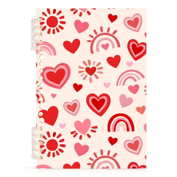 joogoo A5 Spiral Journal Notebook Red Pink Heart Rainbow Pattern College Ruled Notebooks 8.3" x 5.7" 1 PC