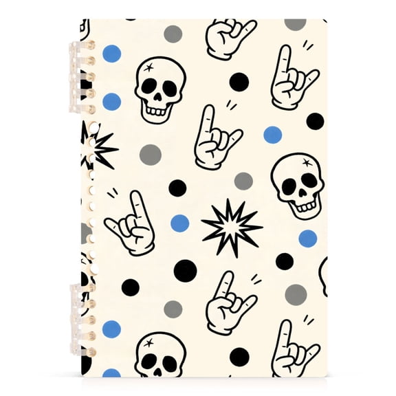 joogoo A5 Spiral Journal Notebook Retro Skull Polka Dots College Ruled Notebooks 8.3" x 5.7" 1 PC