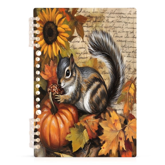 joogoo A5 Spiral Journal Notebook Retro Squirrel Thanksgiving Sunflower College Ruled Notebooks 8.3" x 5.7" 1 PC