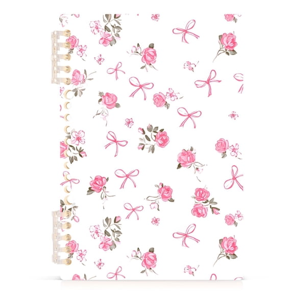 joogoo A5 Spiral Journal Notebook Rose Bow Flower College Ruled Notebooks 8.3" x 5.7" 1 PC