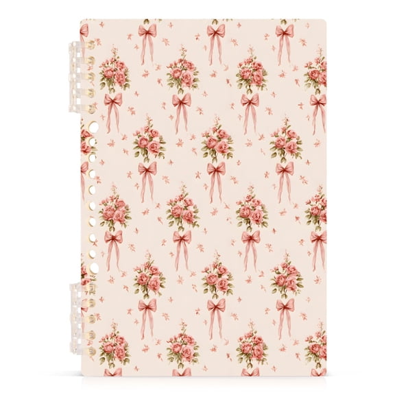 joogoo A5 Spiral Journal Notebook Rose Bow Flowers College Ruled Notebooks 8.3" x 5.7" 1 PC