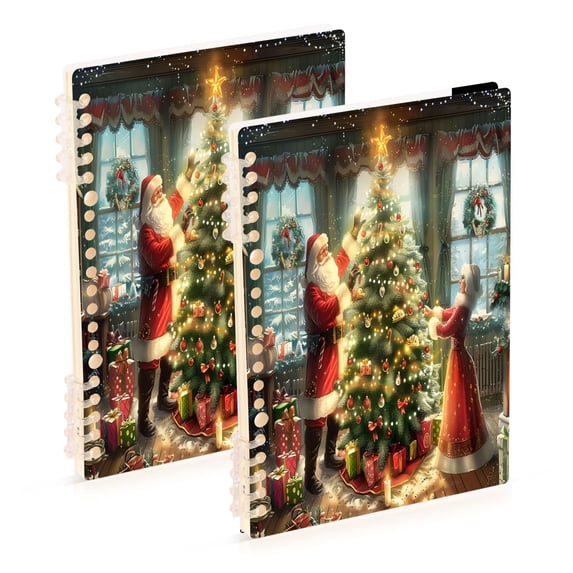 joogoo A5 Spiral Journal Notebook Santa Claus Christmas Tree College Ruled Notebooks 8.3" x 5.7" 2 PCs