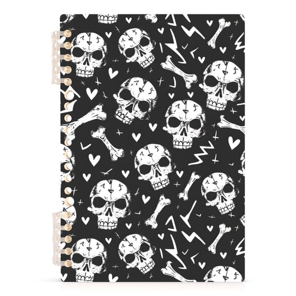 joogoo A5 Spiral Journal Notebook Skull Heart Bones College Ruled Notebooks 8.3" x 5.7" 1 PC