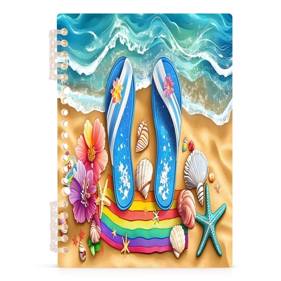 joogoo A5 Spiral Journal Notebook Slipper on Beach Starfish College Ruled Notebooks 8.3" x 5.7" 1 PC