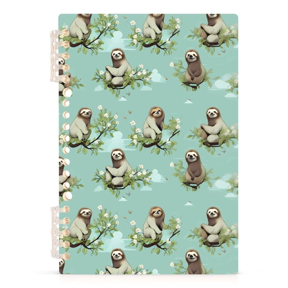 joogoo A5 Spiral Journal Notebook Sloth with Leaves College Ruled Notebooks 8.3" x 5.7" 1 PC