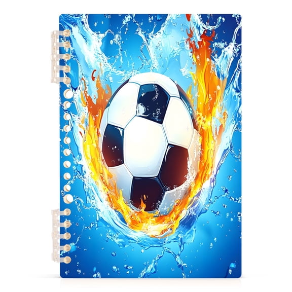 joogoo A5 Spiral Journal Notebook Soccer Ball with Flame College Ruled Notebooks 8.3" x 5.7" 1 PC