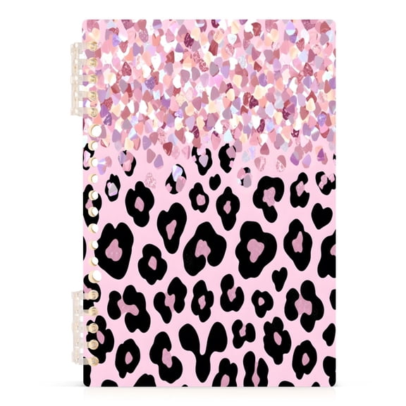 joogoo A5 Spiral Journal Notebook Sparkling Glitter Leopard College Ruled Notebooks 8.3" x 5.7" 1 PC