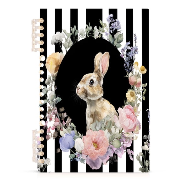 joogoo A5 Spiral Journal Notebook Stripes Rabbit College Ruled Notebooks 8.3" x 5.7" 1 PC