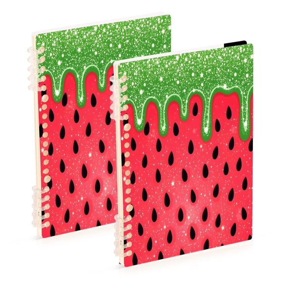 joogoo A5 Spiral Journal Notebook Watermelon Glitter College Ruled Notebooks 8.3" x 5.7" 2 PCs