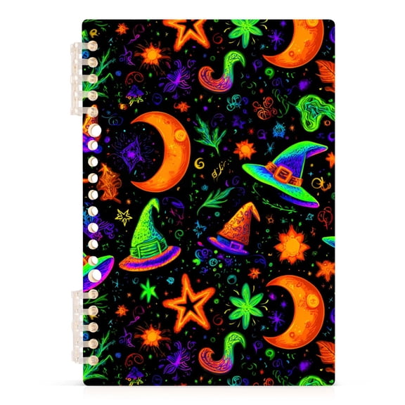 joogoo A5 Spiral Journal Notebook Witch Neon Moons College Ruled Notebooks 8.3" x 5.7" 1 PC