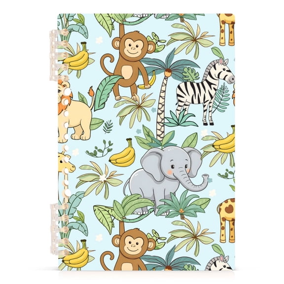 joogoo A5 Spiral Journal Notebook Zoo Elephant Monkey Giraffe College Ruled Notebooks 8.3" x 5.7" 1 PC