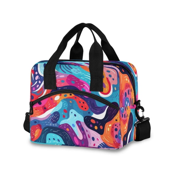 joogoo Abstract Art Paint Insulated Lunch Bags Reusable Cooler Box with Shoulder Strap